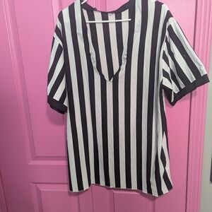 Black and White Striped Women's Top